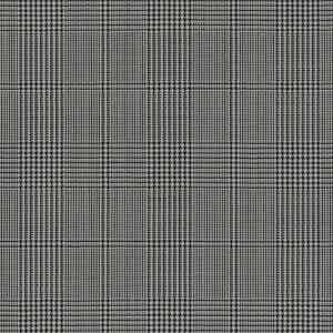Light Grey Prince of Wales-Check Worsted Wool Batavia-Weave Fabric