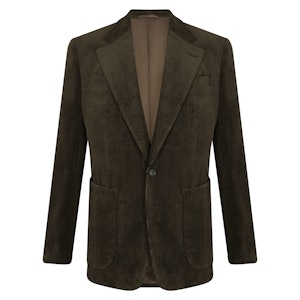 Brown Corduroy Single-Breasted Drape Jacket