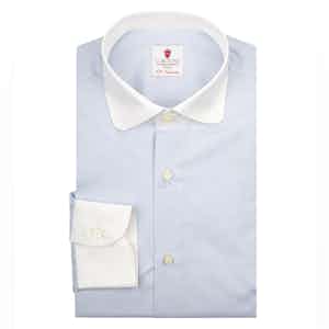 Light-Blue Cotton Contrast Cuffs Shirt