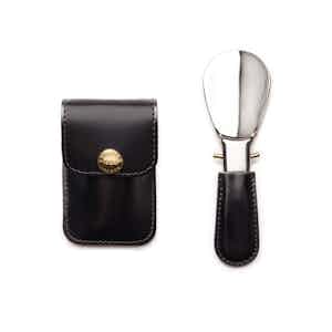 Black and Silver Travel Shoe Horn, Bridle Hide Collection