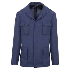 Blue Linen Safari Jacket