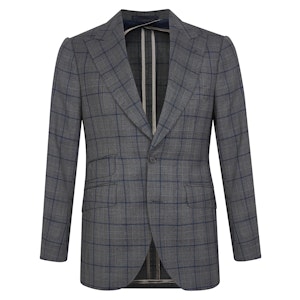 Grey Wool Prince of Wales Check Single-Breasted Suit