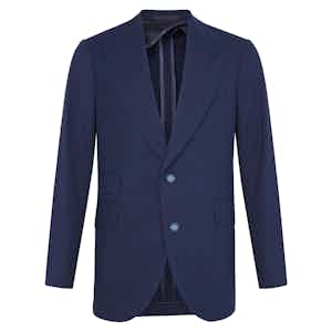 Blue Wool Prince of Wales Single-Breasted Suit