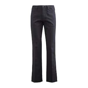 Black Japanese Fabric Flat-Fronted Stone Free Trousers
