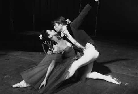 Ballet dancers Rudolf Nureyev and Margot Fonteyn rehearsing 'Marguerite and Armand' at Covent Garden, March 1963.