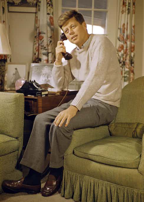 John F. Kennedy on the telephone.