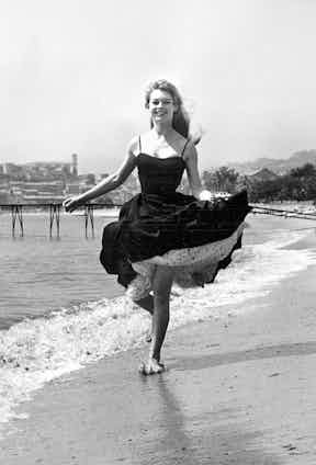 Brigette Bardot on Cannes beach.