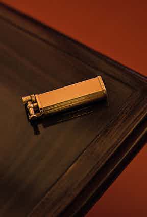 An antique Dunhill lighter is perfect for the “occasional cigar”. Chris bought it because “the style reminded me of something Oliver Tobias might carry in The Stud”.