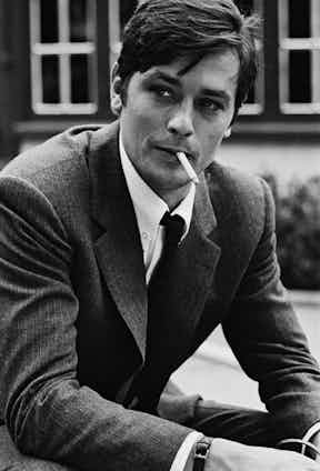 Alain Delon was rarely without a cigarette in hand as seen here in The Samurai, 1967.