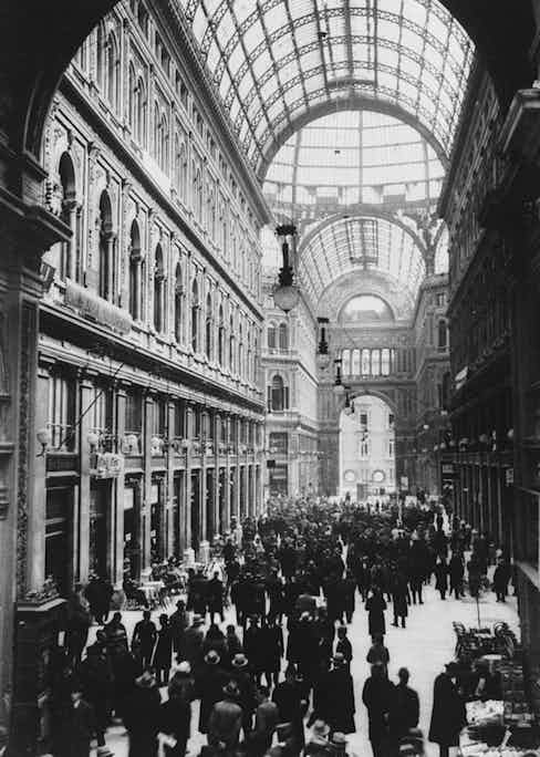 Galleria Umberto, Naples, one of Europe's most famous shopping arcades, circa 1930. Photo by General Photographic Agency/Getty Images.