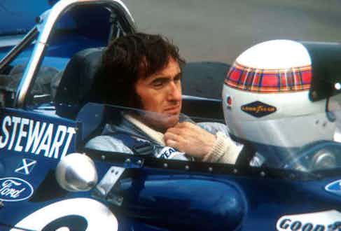 Formula 1 champion Jackie Stewart adopted the Royal Stewart tartan and wore it in a band on his helmet.