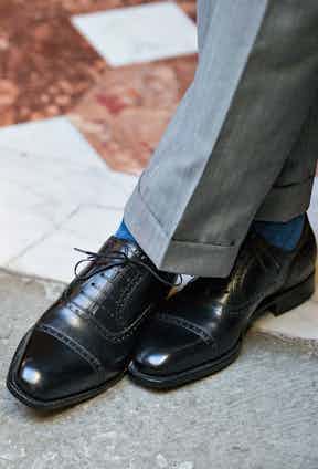 A pair of Oxford shoes by Stefano Bemer are ideal, as long you keep them polished.