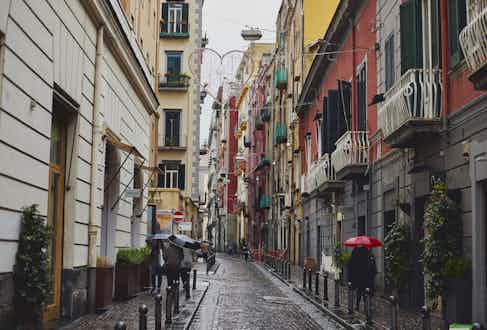 As is customary with Naples, the streets are colourful and vibrant. You can find Salva's store on Via Carlo Poerio.