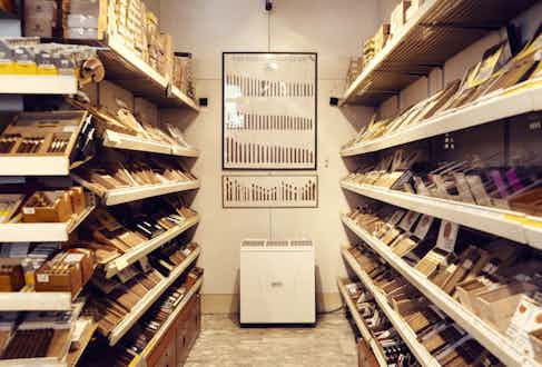 The walk-in humidor room inside Davidoff of London, where there's an estimated 20,000 cigars.