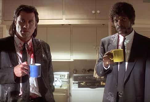 There's never a bad time for coffee: just ask John Travolta and Samuel L. Jackson in Pulp Fiction (1994).