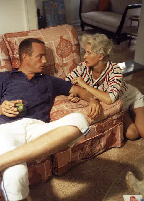 Scott Carpenter at home with his wife, Rene prior to a mission in 1959.