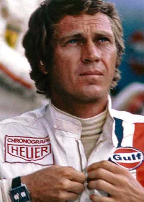 Steve McQueen wearing the Heuer Monaco in a scene from Le Mans (1971)