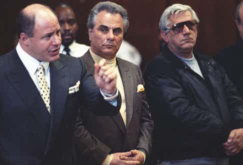Gotti with his lawyer Bruce Cutler, in 1989 (Photo by Robert Rosamilio/NY Daily News Archive via Getty Images)
