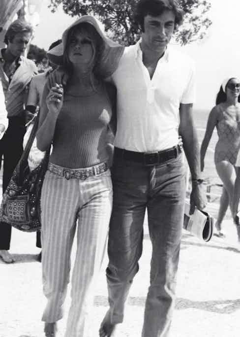 Brigitte Bardot walking with the Italian actor and playboy Gigi Rizzi in Saint-Tropez, 1968 (Photo by Mondadori Portfolio via Getty Images)
