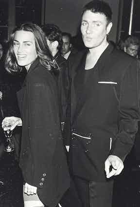 Musician Simon Le Bon of Duran Duran and wife Yasmin Parvaneh attending the book party for Holy Terror-Andy Warhol Close Up in 1990 at th Factory in New York. (Photo by Ron Galella/Ron Galella Collection via Getty Images)