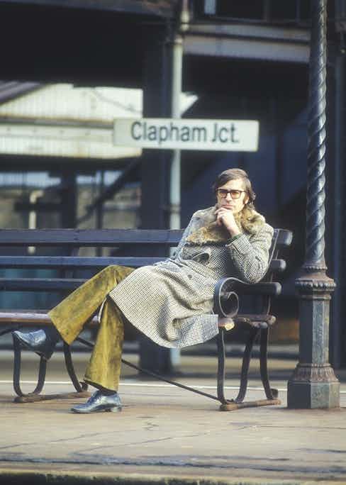 Paul Theroux at Clapham Junction, London, 1978 (Photo by Martyn Goddard/REX/Shutterstock (823803b)