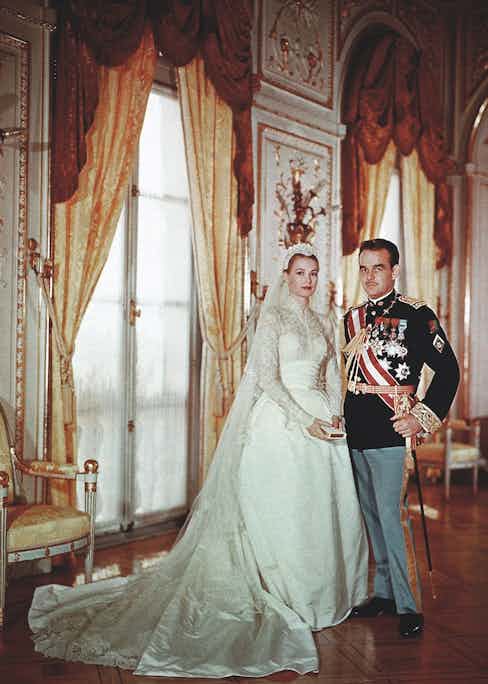 Prince Rainer III and Grace Kelly on their wedding day, 1956 (Photo by 3777/Gamma-Rapho via Getty Images)